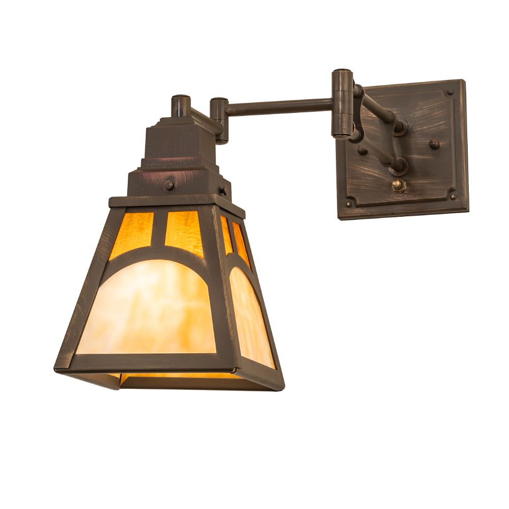 Meyda Lighting 256703 6-14" Wide Mission Hill Top Swing Arm Wall Sconce in Antique Brass