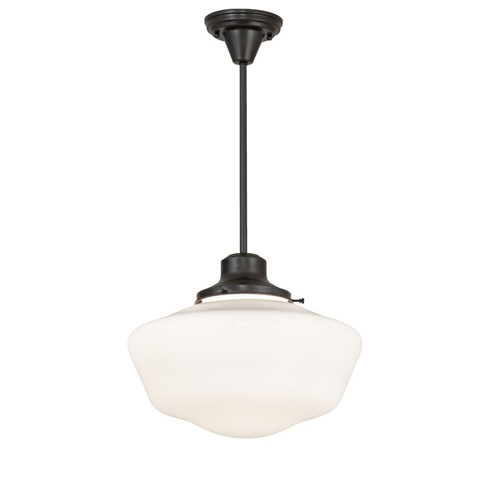 Meyda Lighting 257374 16" Wide Revival Schoolhouse W/Traditional Globe Pendant in Craftsman Brown Finish
