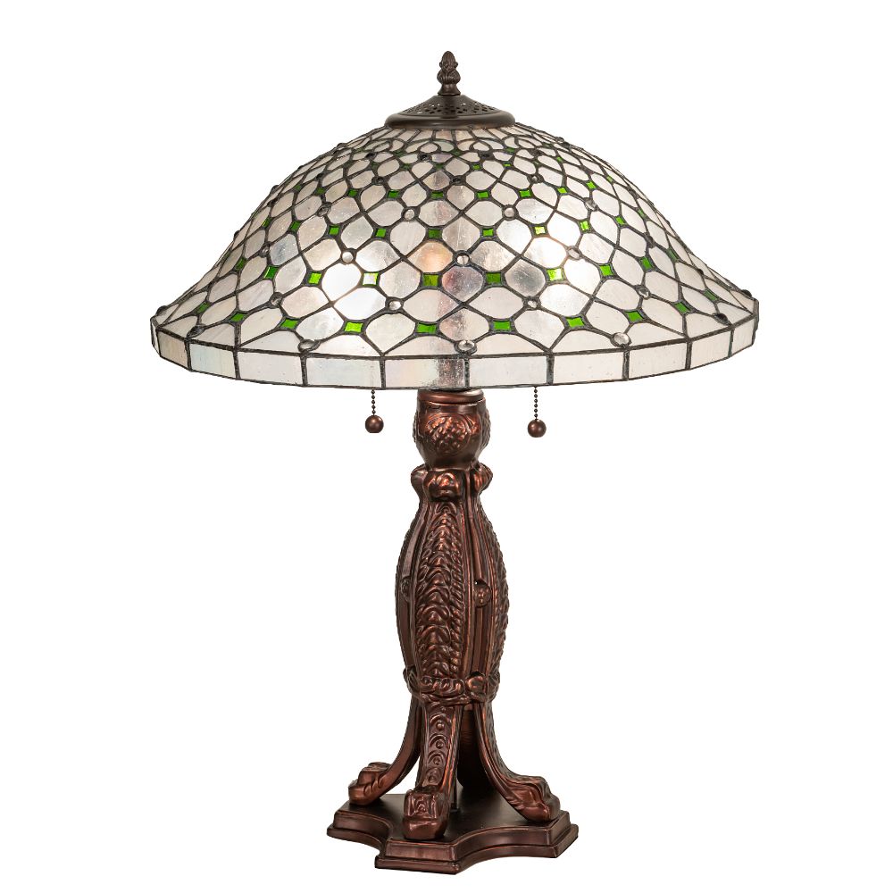 Meyda Lighting 258910 25" High Diamond & Jewel Table Lamp in Mahogany Bronze