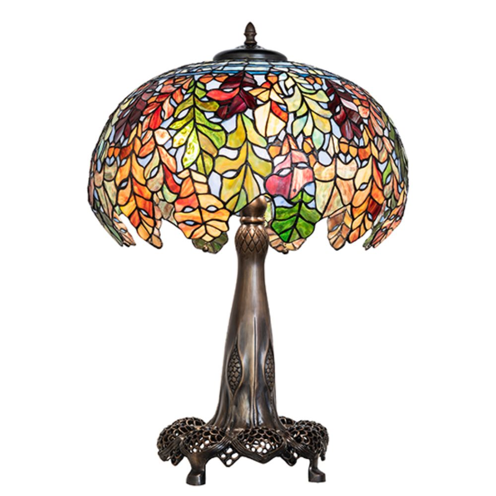 Meyda Lighting 259357 31" High Leaf Table Lamp in Mahogany Bronze