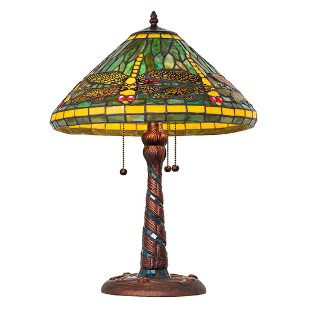 Meyda Lighting 259779 23" High Tiffany Dragonfly Table Lamp in Mahogany Bronze