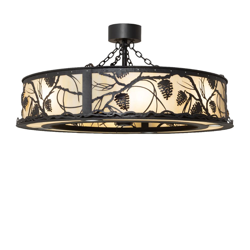 Meyda Lighting 259905 45" Wide Whispering Pines W/Downlights Chandel-Air in Wrought Iron