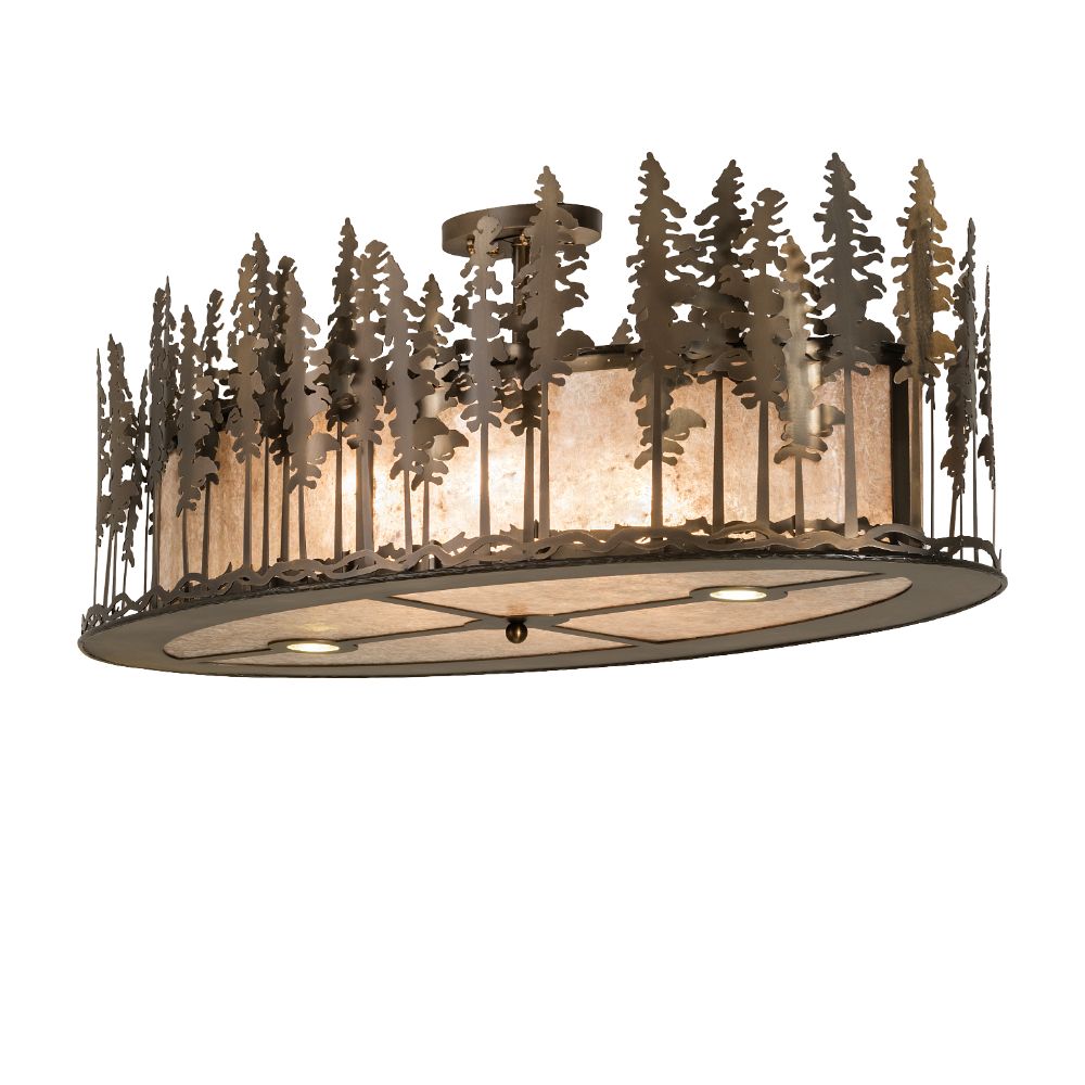 Meyda Lighting 260023 48" Long Tall Pines Oblong Flushmount in Antique Copper Finish