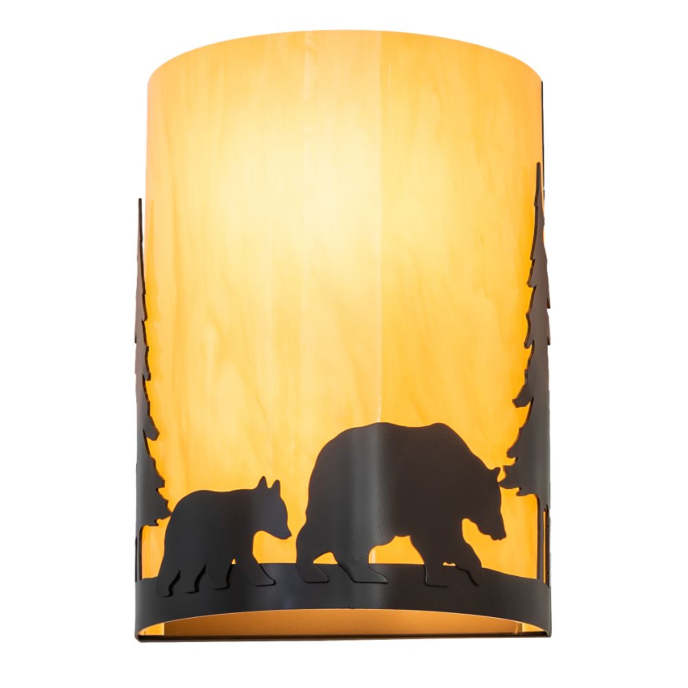 Meyda Lighting 260205 10" Wide Pine Tree and Bear Wall Sconce in Timeless Bronze