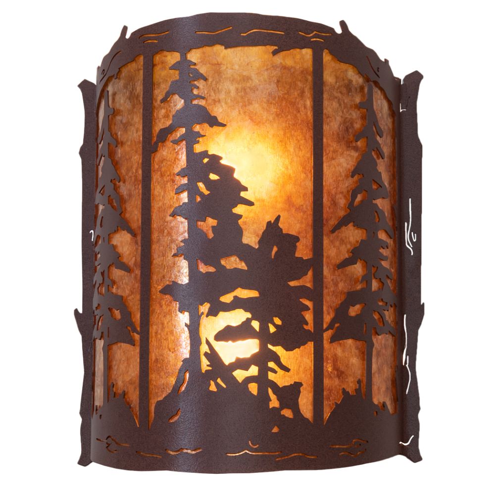 Meyda Lighting 260435 12" Wide Tall Pines Wall Sconce in Rust Finish