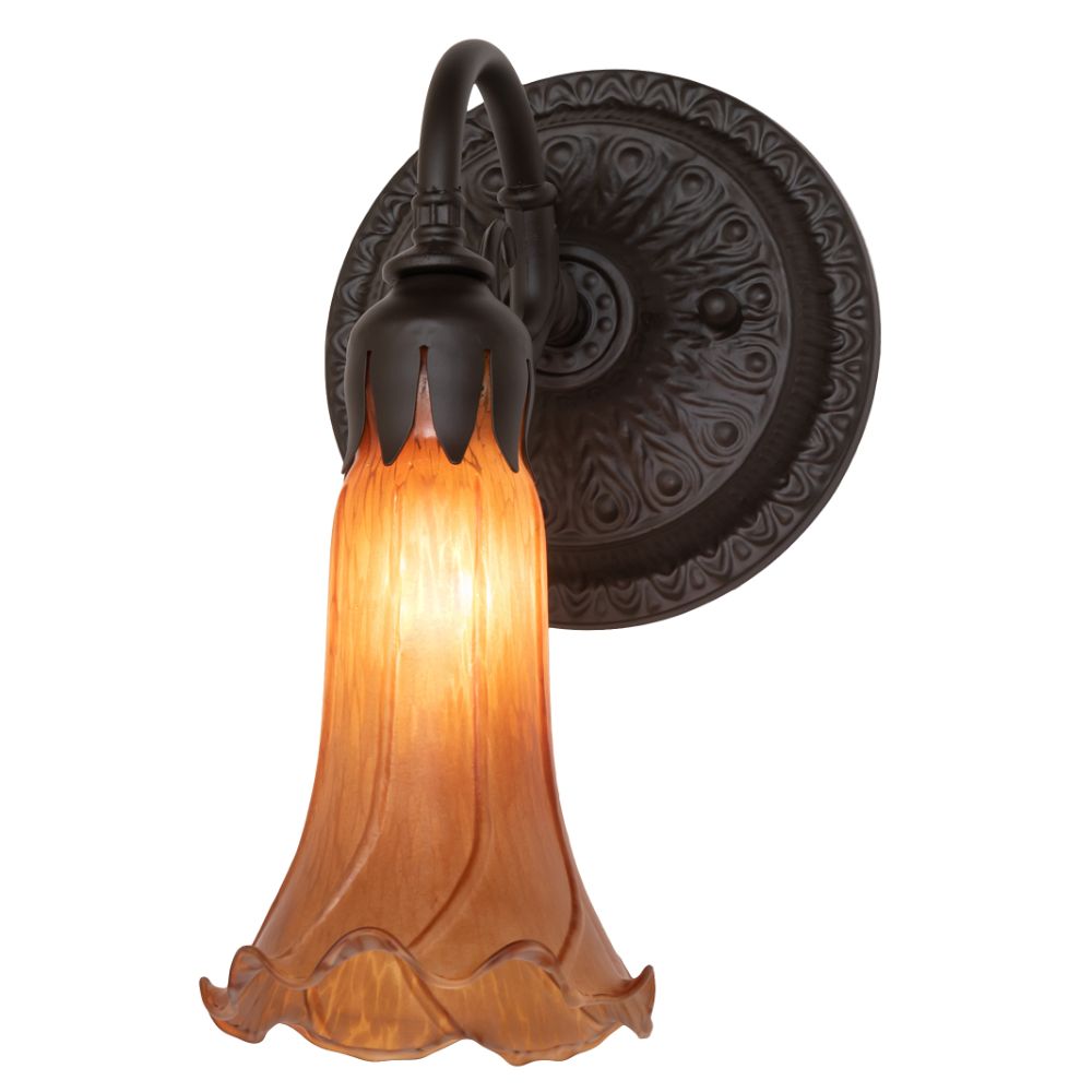 Meyda Lighting 260474 5.5" Wide Amber Tiffany Pond Lily Wall Sconce in Oil Rubbed Bronze