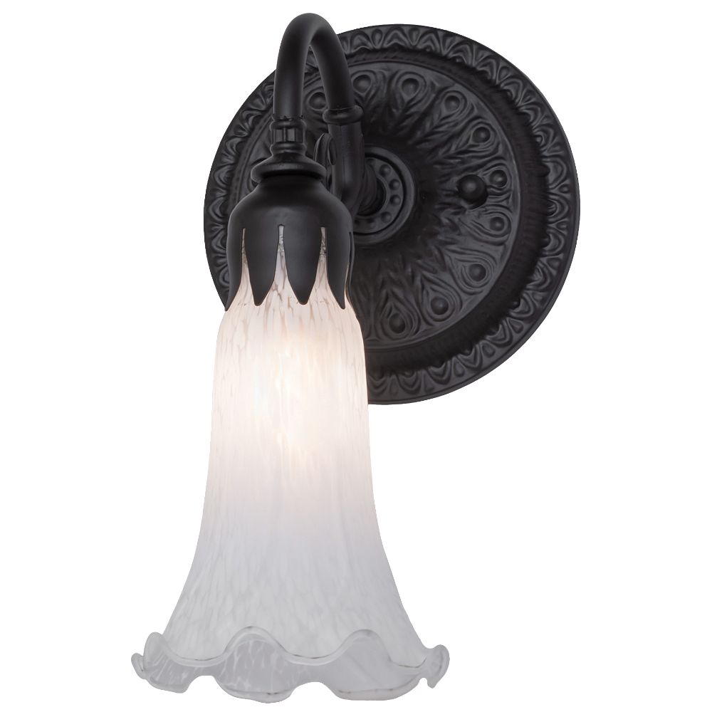 Meyda Lighting 260476 5.5" Wide White Pond Lily Wall Sconce in Oil Rubbed Bronze