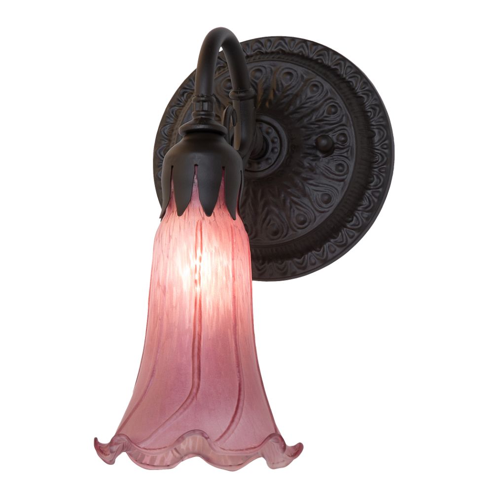 Meyda Lighting 260480 5.5" Wide Lavender Tiffany Pond Lily Wall Sconce in Oil Rubbed Bronze