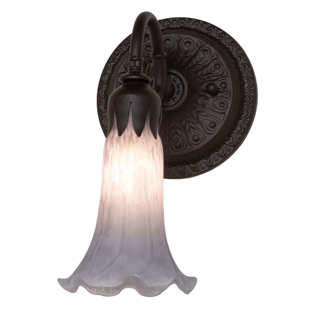 Meyda Lighting 260481 5.5" Wide Gray Tiffany Pond Lily Wall Sconce in Oil Rubbed Bronze