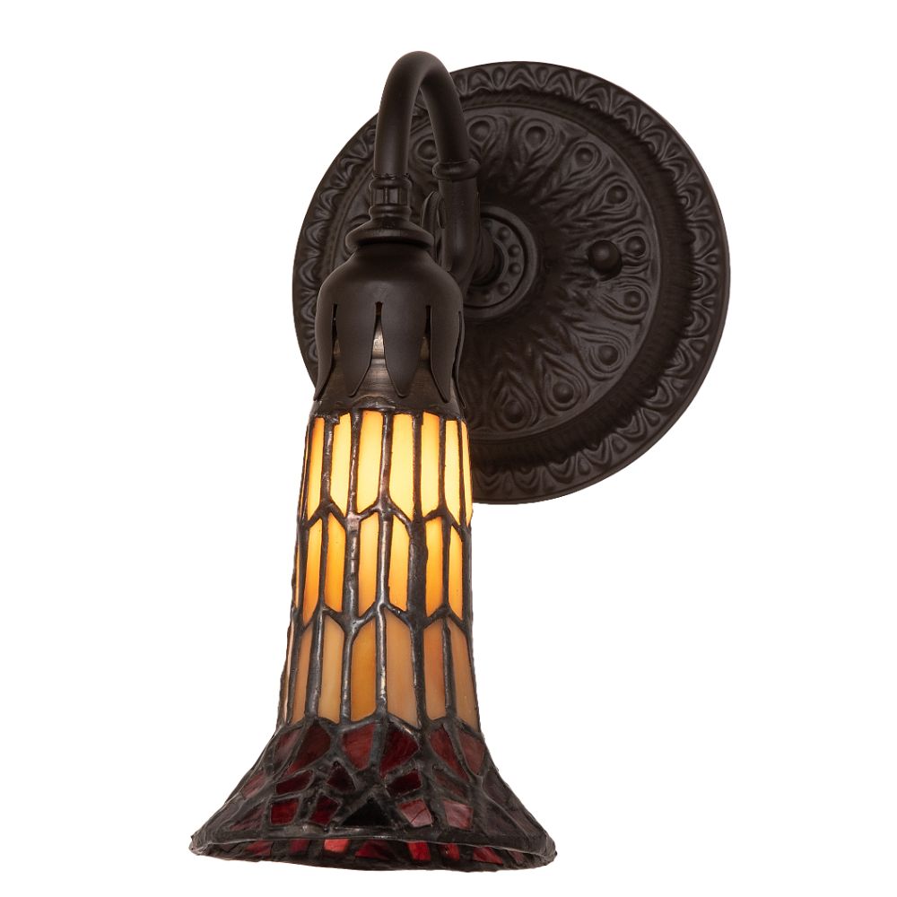 Meyda Lighting 260483 5.5" Wide Stained Glass Pond Lily Wall Sconce in Oil Rubbed Bronze