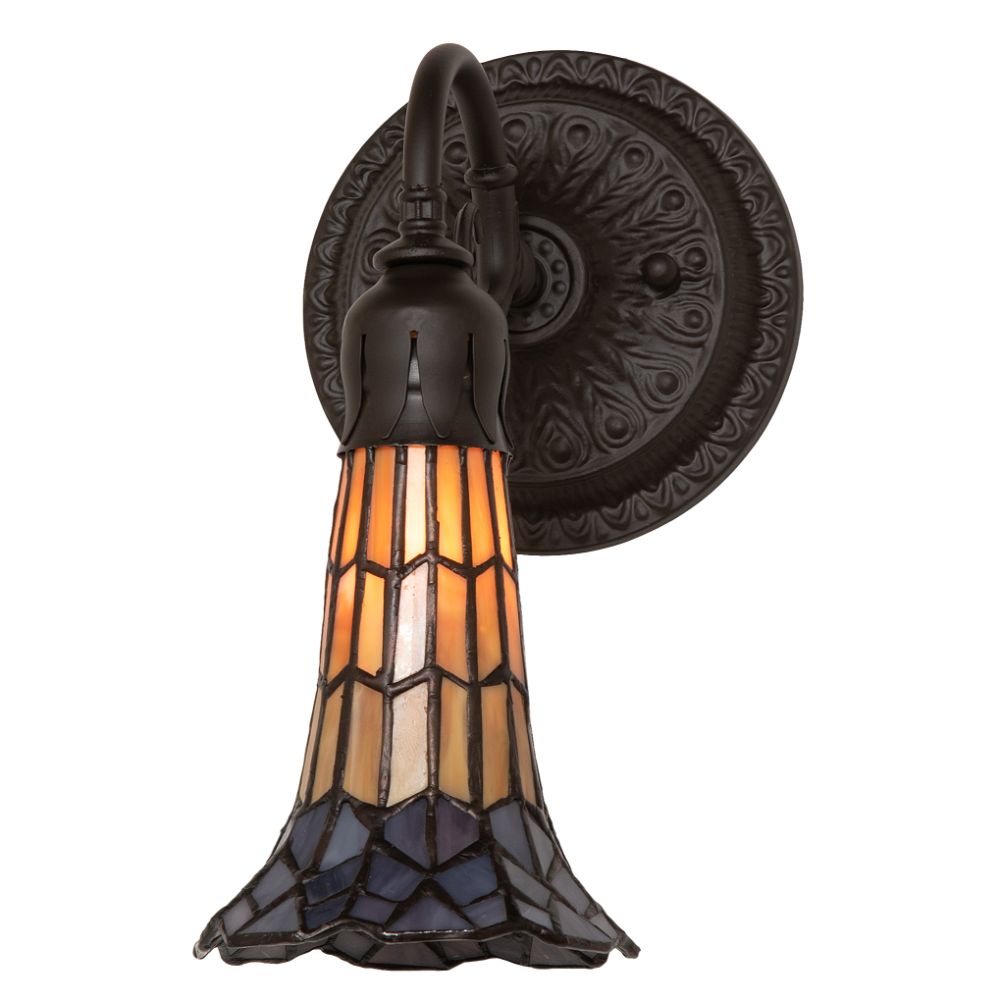 Meyda Lighting 260485 5.5" Wide Stained Glass Pond Lily Wall Sconce in Oil Rubbed Bronze