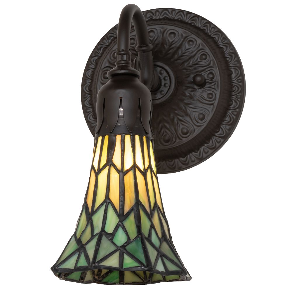 Meyda Lighting 260486 5.5" Wide Stained Glass Pond Lily Wall Sconce in Oil Rubbed Bronze