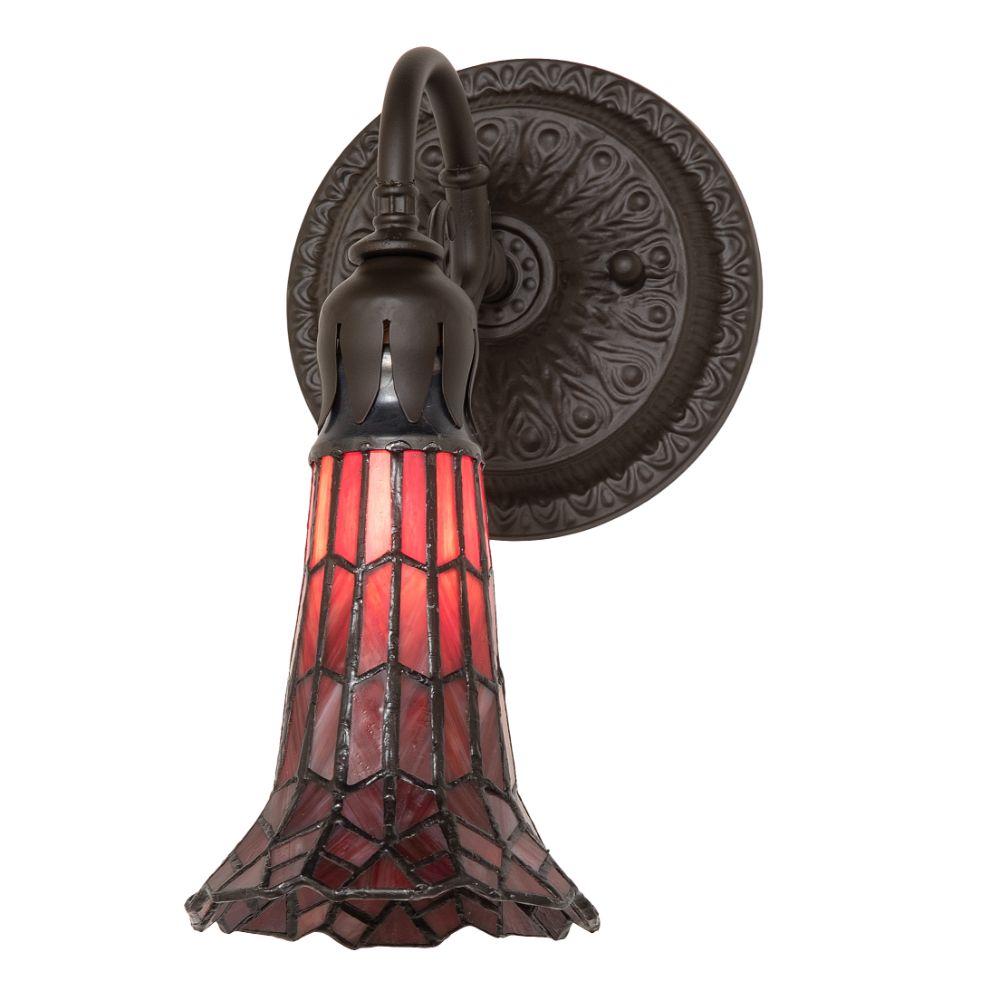 Meyda Lighting 260489 5.5" Wide Stained Glass Pond Lily Wall Sconce in Oil Rubbed Bronze