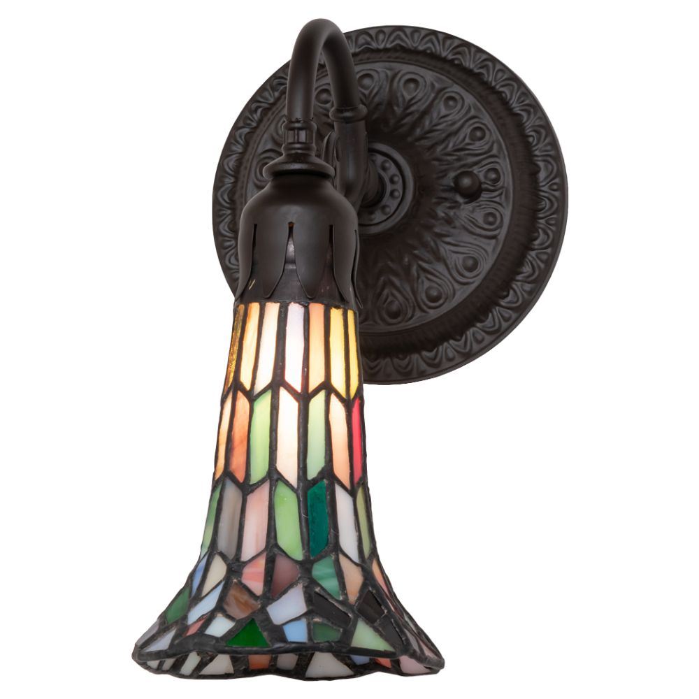Meyda Lighting 260490 5.5" Wide Stained Glass Pond Lily Wall Sconce in Oil Rubbed Bronze