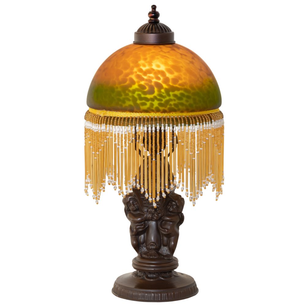 Meyda Lighting 260711 17" High Roussillon Cherub With Lantern Mini Lamp in Mahogany Bronze