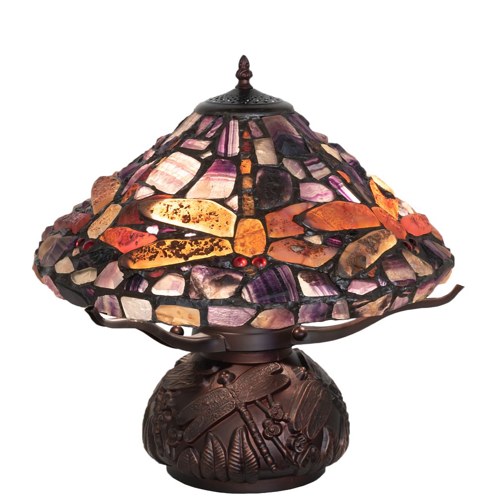 Meyda Lighting 261252 17" High Dragonfly Agata Table Lamp in Mahogany Bronze