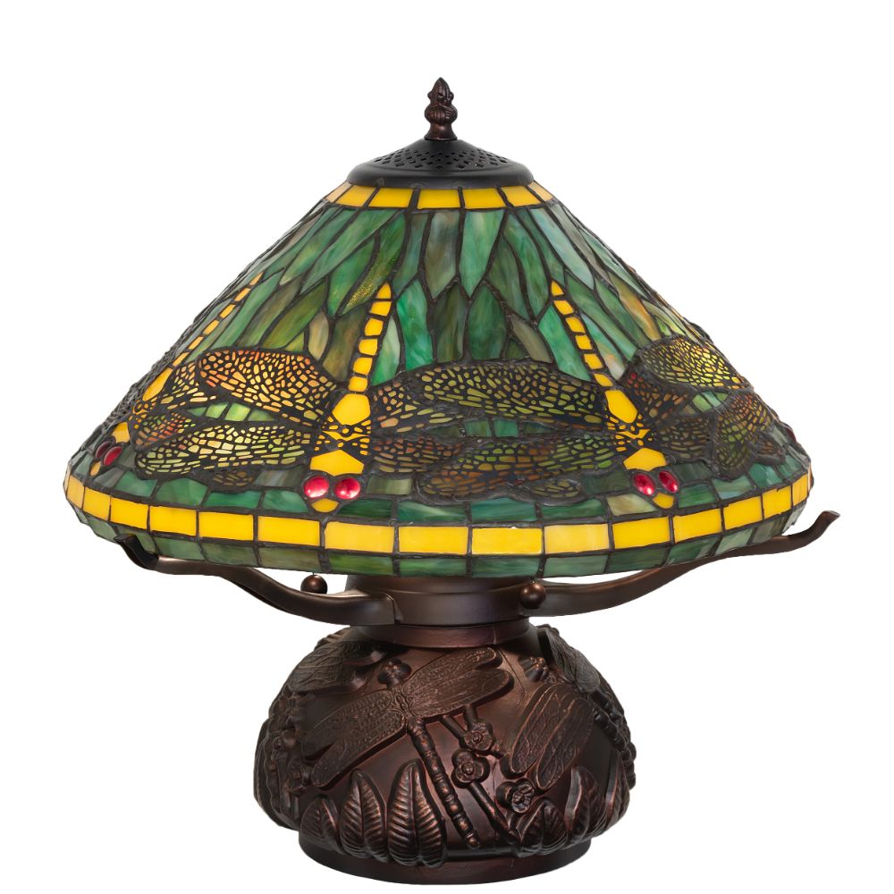 Meyda Lighting 261256 17" High Tiffany Dragonfly Table Lamp in Mahogany Bronze