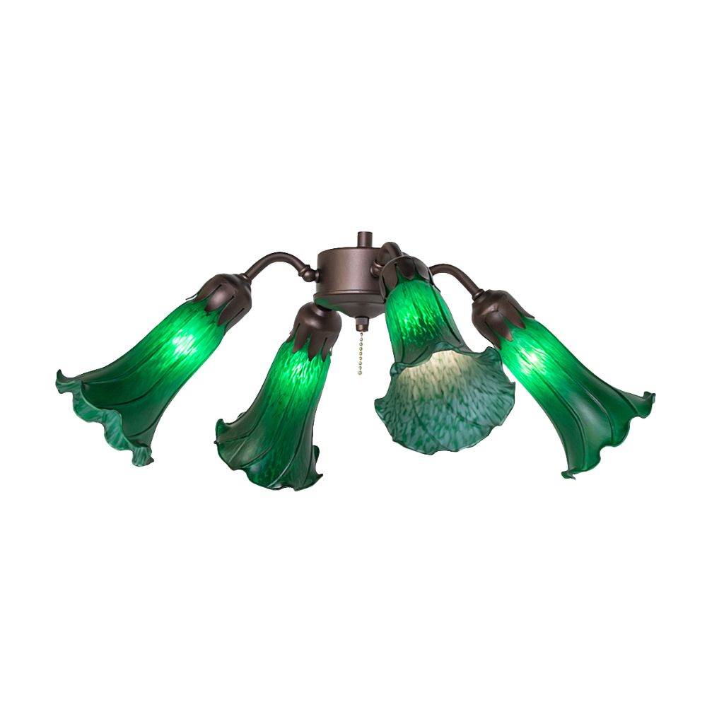Meyda Lighting 261504 19" Wide Green Tiffany Pond Lily 4 Light Fan Light 