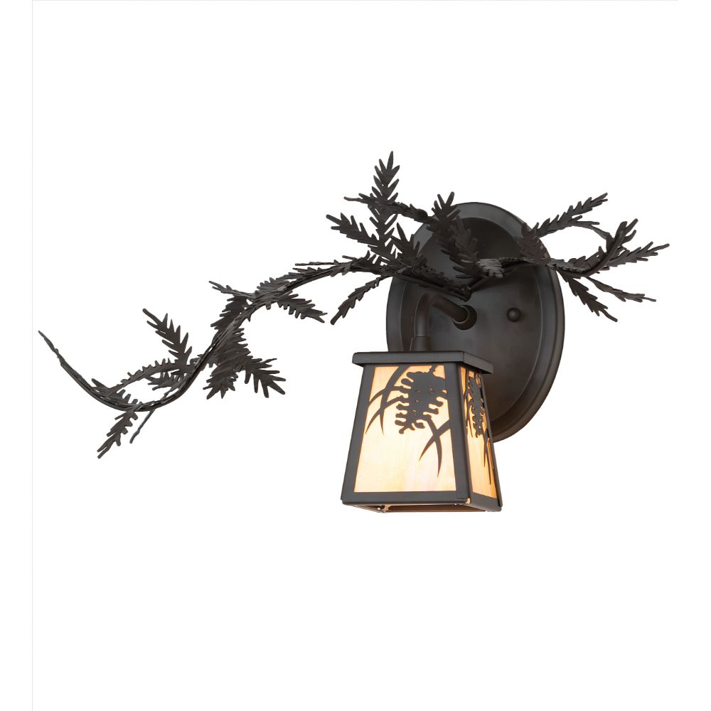 Meyda Lighting 261548 16" Wide Pine Branch Left Wall Sconce in Oil Rubbed Bronze