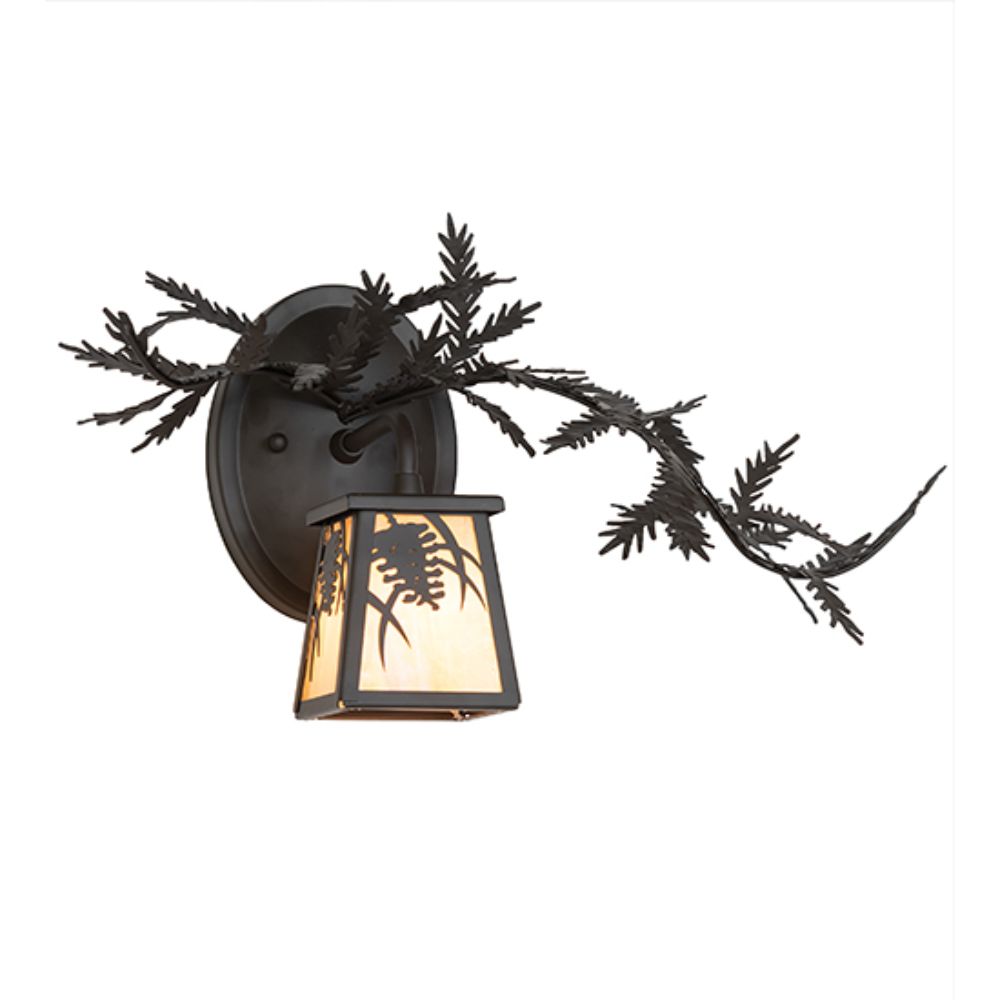 Meyda Lighting 261549 16" Wide Pine Branch Right Wall Sconce in Oil Rubbed Bronze