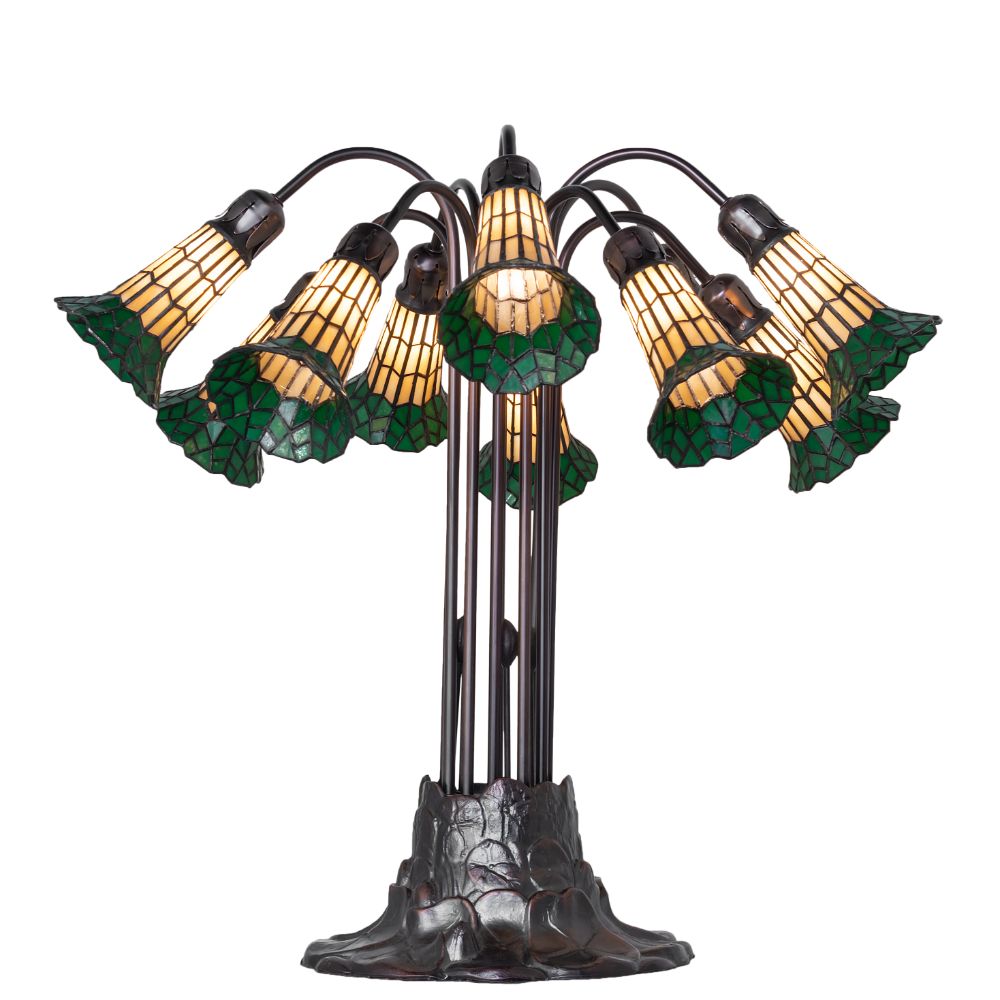 Meyda Lighting 261668 24" High Stained Glass Pond Lily 10 Light Table Lamp 