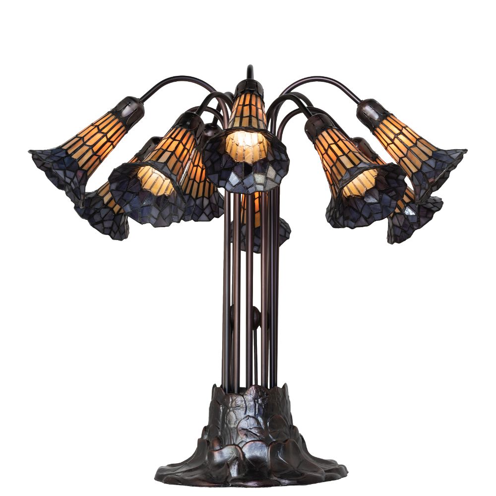 Meyda Lighting 261669 24" High Stained Glass Pond Lily 10 Light Table Lamp 