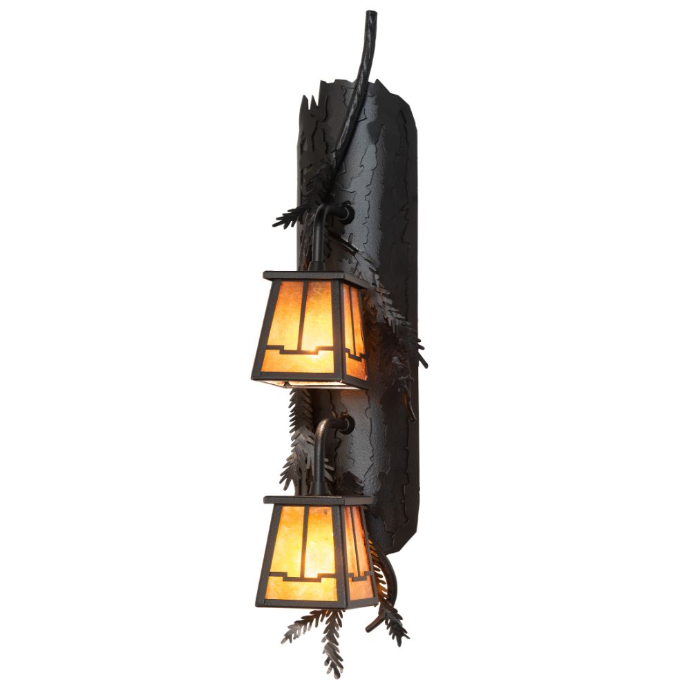 Meyda Lighting 261858 6" Wide Pine Branch Valley View 2 Light Wall Sconce in Antique Copper Finish;wrought Iron