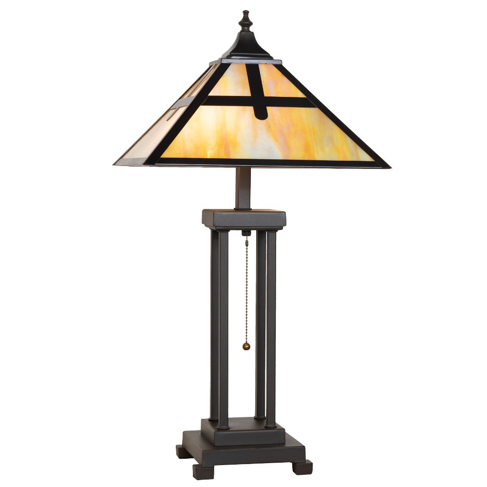 Meyda Lighting 262041 26" High Cross Mission Table Lamp in Mahogany Bronze