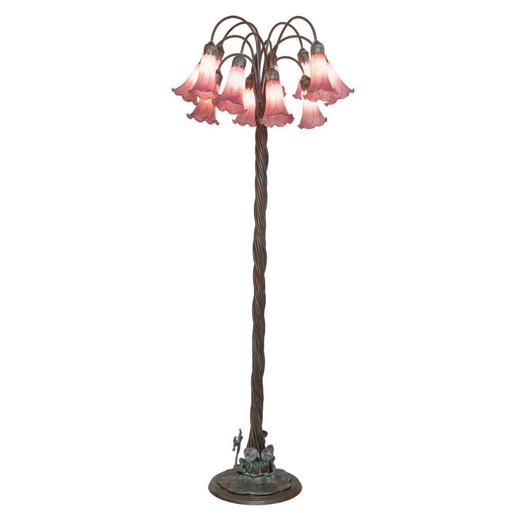 Meyda Lighting 262120 61" High Lavender Tiffany Pond Lily 12 Light Floor Lamp in Bronze Finish
