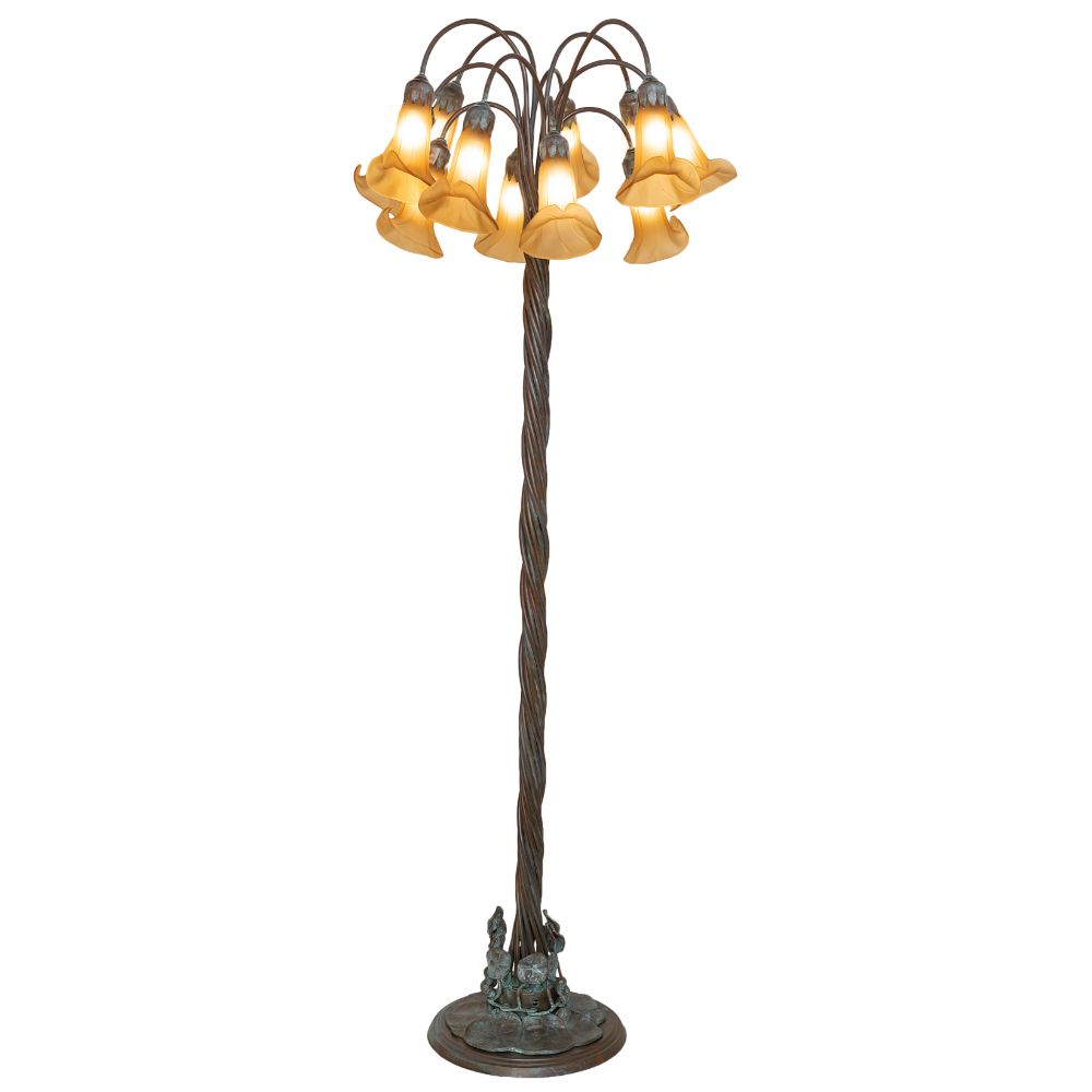 Meyda Lighting 262122 61" High Amber Tiffany Pond Lily 12 Light Floor Lamp in Bronze Finish