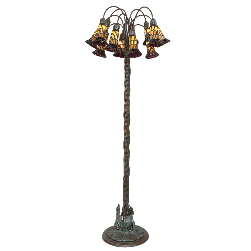 Meyda Lighting 262123 61" High Stained Glass Pond Lily Floor Lamp in Bronze Finish