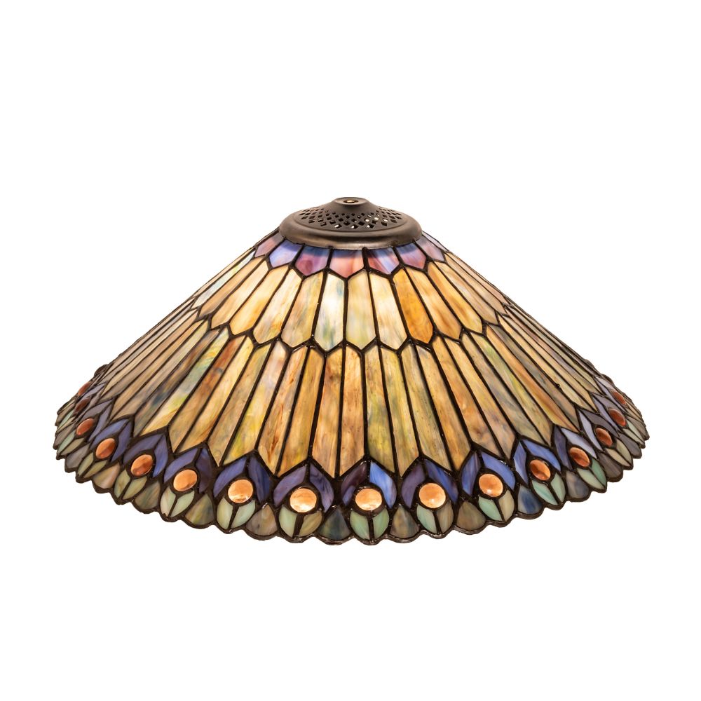 Meyda Lighting 26314 17" Wide Tiffany Jeweled Peacock Shade 