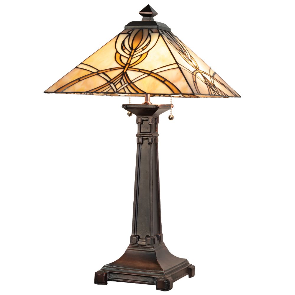 Meyda Lighting 263183 24" High Glasgow Bungalow Table Lamp in Mahogany Bronze