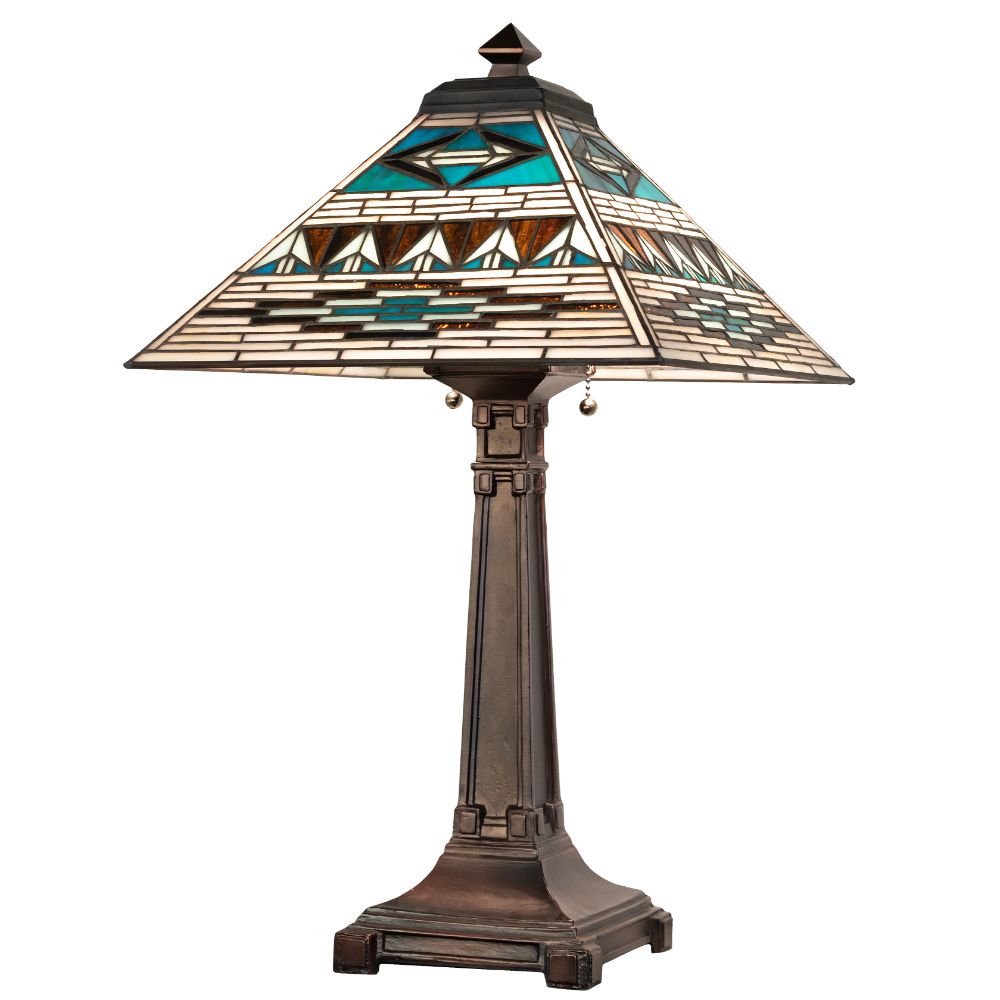 Meyda Lighting 263186 24" High Valencia Mission Table Lamp in Mahogany Bronze