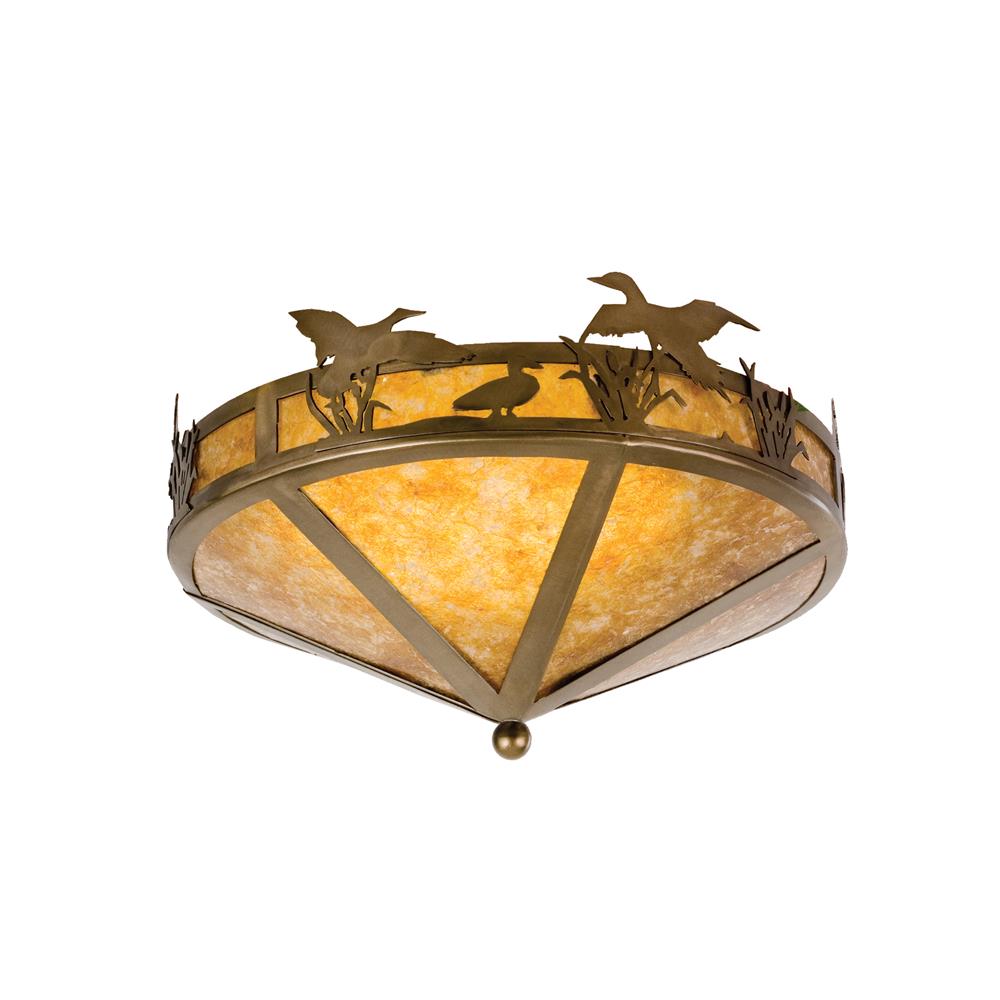 Meyda Tiffany Lighting 26389 2 Light Duck Flight Flush Mount Ceiling Light, Antique Copper
