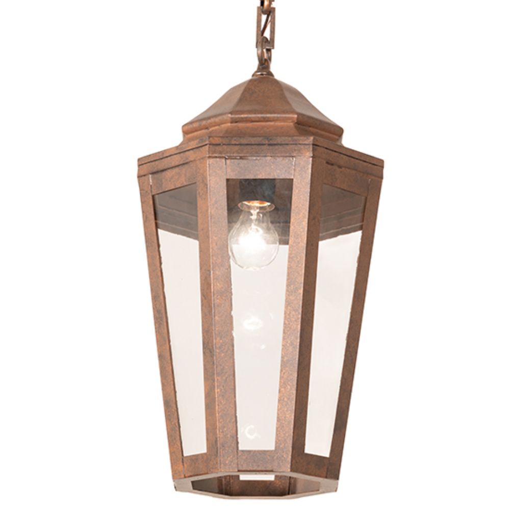 Meyda Lighting 264597 12" Wide Corum Lantern Pendant in Rust Finish;antique Finish
