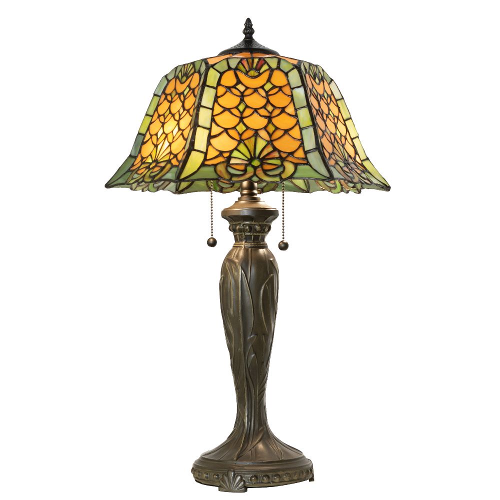 Meyda Lighting 264846 26" High Duffner & Kimberly Shell & Diamond Table Lamp in Mahogany Bronze