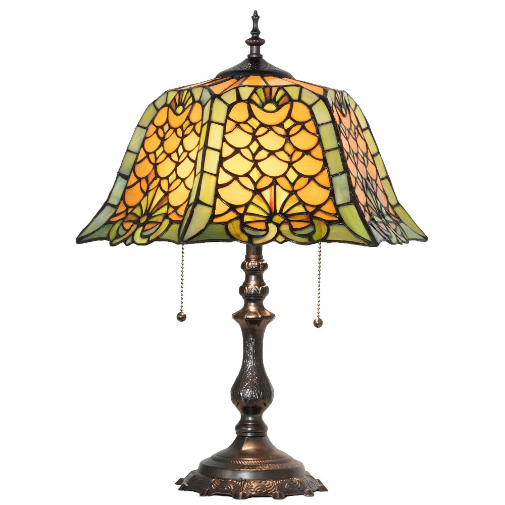 Meyda Lighting 264857 21" High Duffner & Kimberly Shell & Diamond Table Lamp in Mahogany Bronze