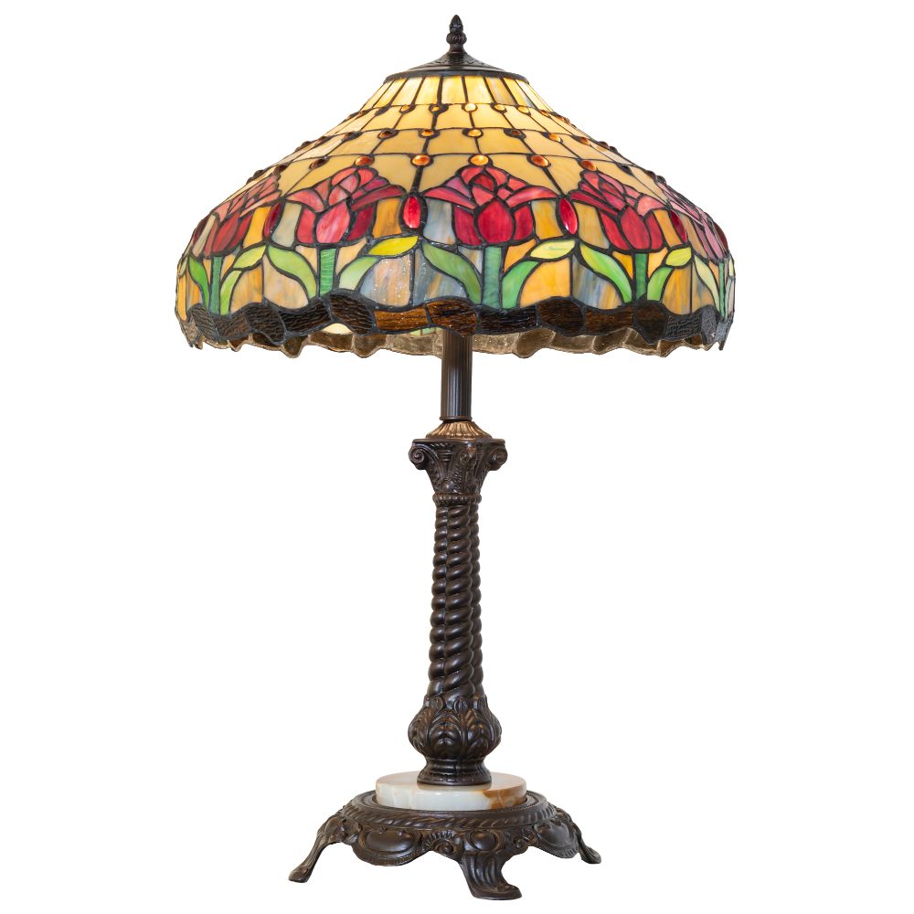Meyda Lighting 265014 28" High Colonial Tulip Table Lamp in Mahogany Bronze