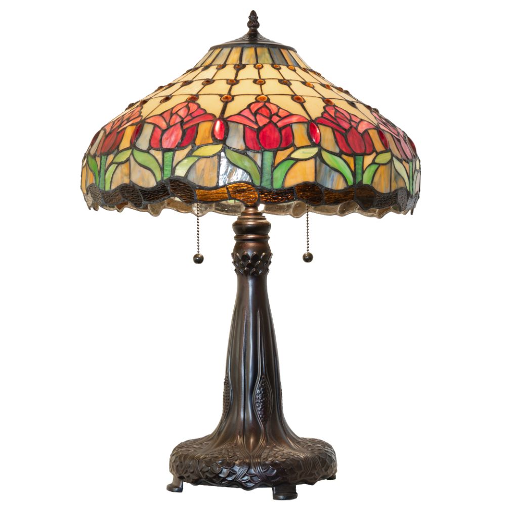 Meyda Lighting 265016 26" High Colonial Tulip Table Lamp in Mahogany Bronze
