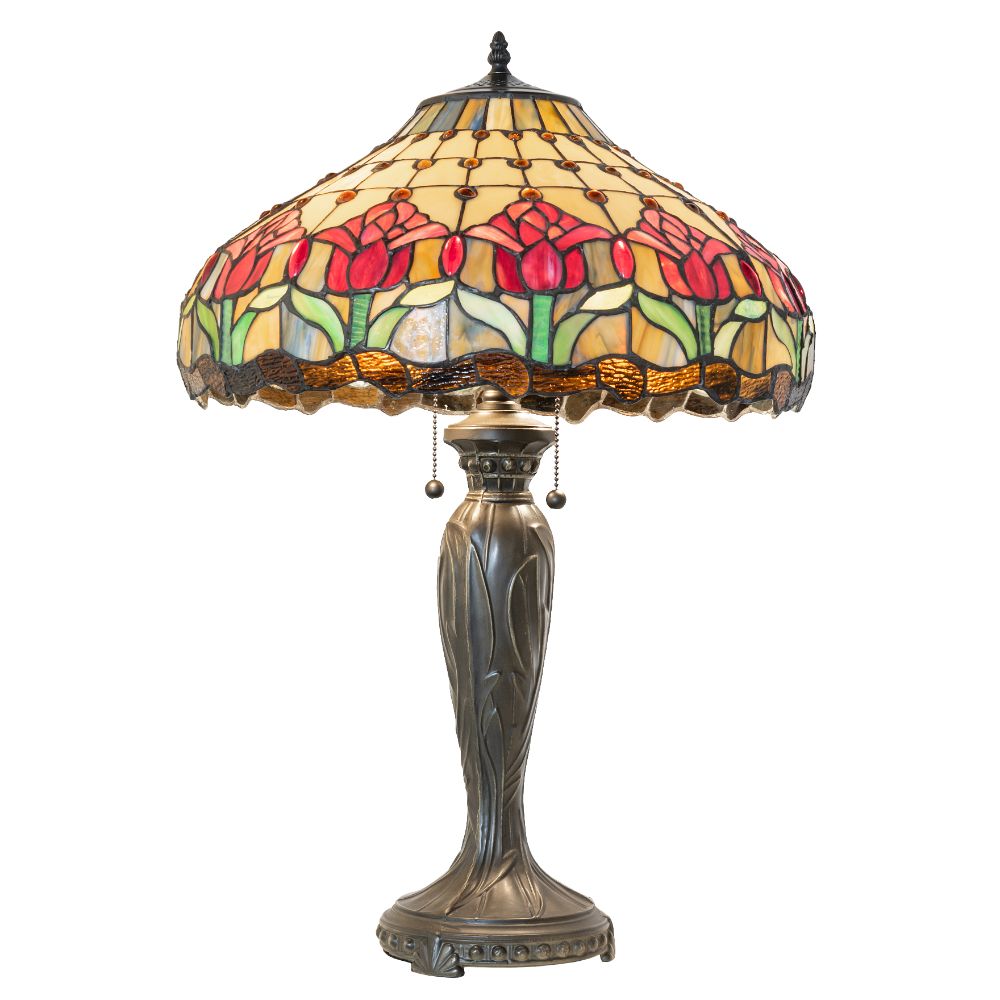 Meyda Lighting 265019 27" High Colonial Tulip Table Lamp in Bronze Finish