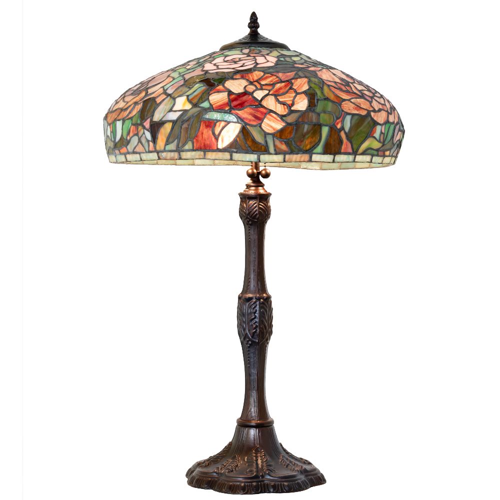 Meyda Lighting 265071 26" High Tiffany Peony Table Lamp in Mahogany Bronze