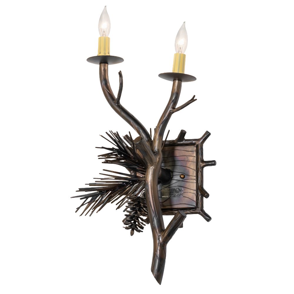 Meyda Lighting 265206 10" Wide Lone Pine 2 Light Left Wall Sconce in Antique Copper Finish;burnished