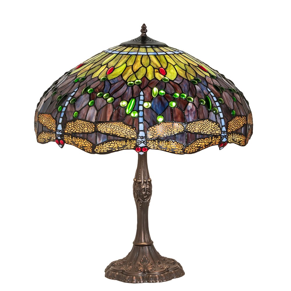 Meyda Lighting 265288 26" High Tiffany Hanginghead Dragonfly Table Lamp in Mahogany Bronze