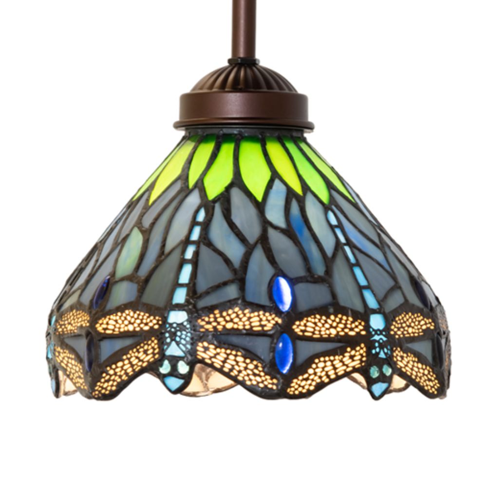 Meyda Lighting 265575 7" Wide Tiffany Hanginghead Dragonfly Mini Pendant