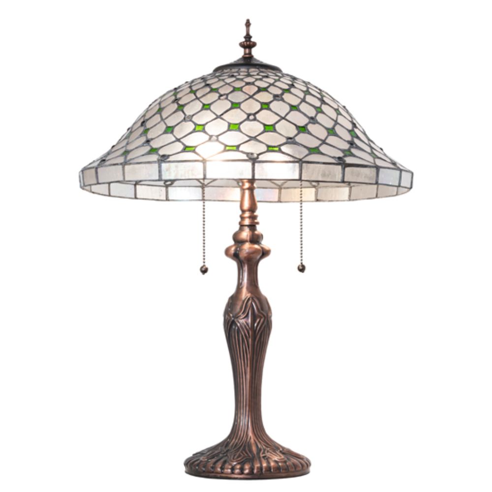 Meyda Lighting 266575 23" High Diamond & Jewel Recurve Table Lamp in Mahogany Bronze