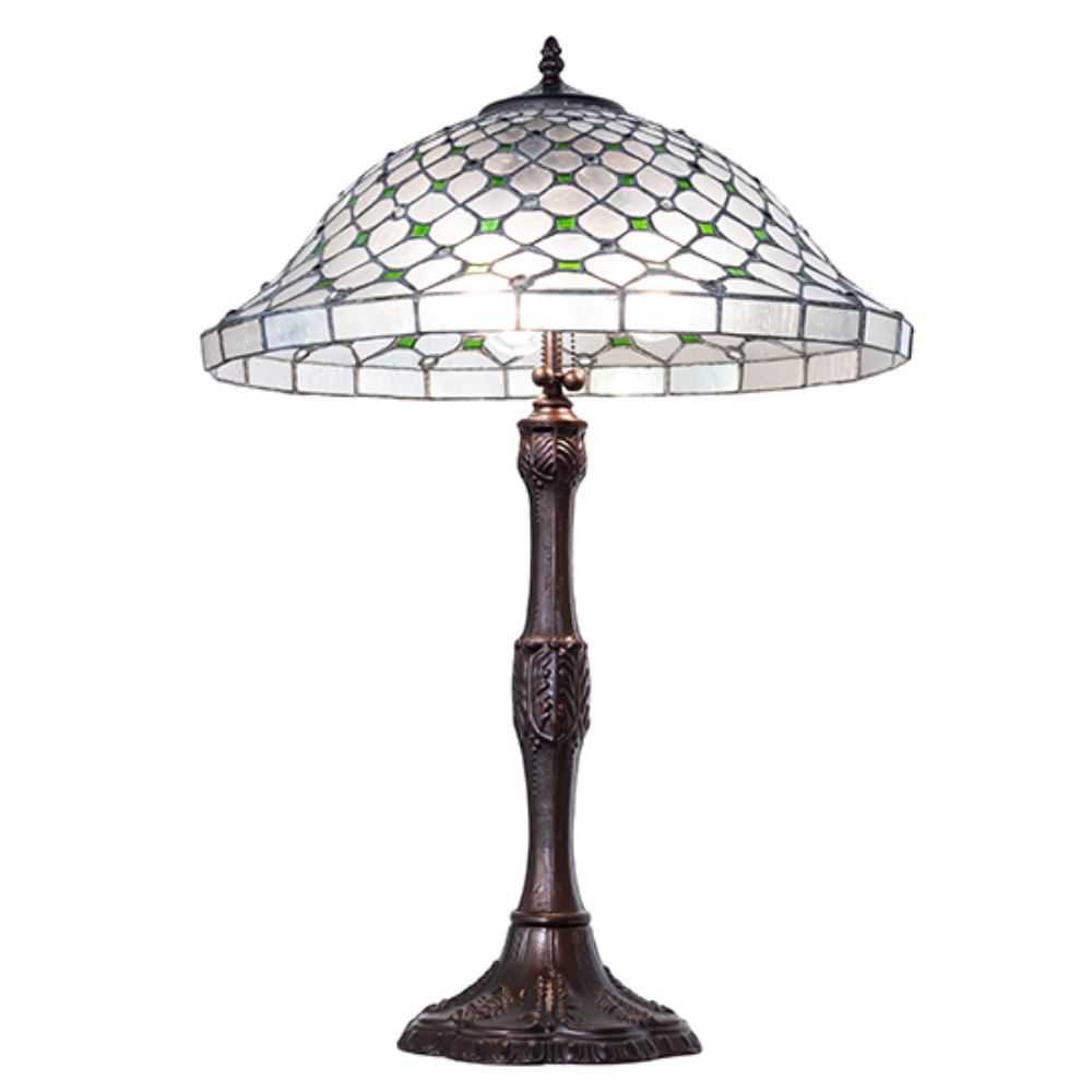 Meyda Lighting 266579 26" High Diamond & Jewel Recurve Table Lamp in Mahogany Bronze