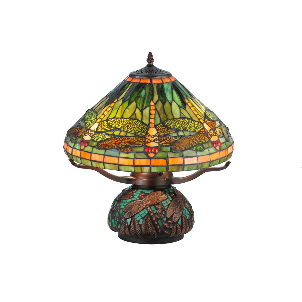 Meyda Tiffany Lighting 26681 17"H Tiffany Dragonfly W/Tiffany Mosaic Base Table Lamp