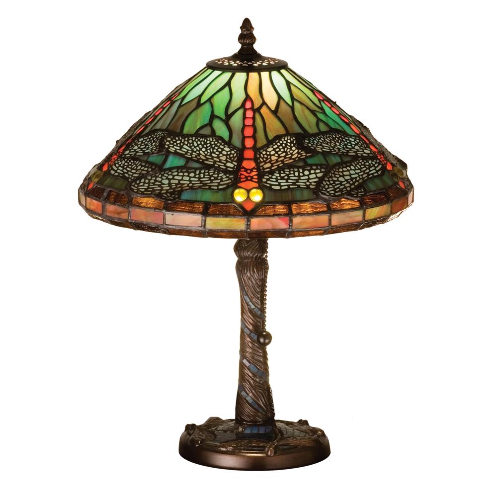 Meyda Tiffany Lighting 26683 16"H Tiffany Dragonfly W/ Twisted Fly Mosaic Base Accent Lamp