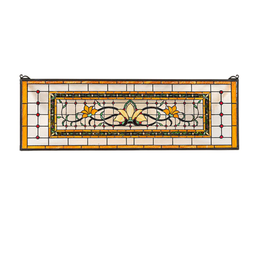 Meyda Lighting 267771 43" Wide X 14" High Fairytale Transom Stained Glass Window in Craftsman Brown Finish